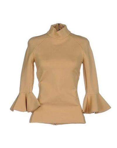 David Koma Solid Colour Shirts & Blouses In Camel