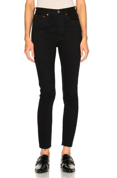 Re/done Black Cropped High-rise Skinny Jeans