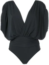 Brigitte Deep V Neck Swimsuit In Black