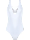 Brigitte Square Neck Tulle Swimsuit In White