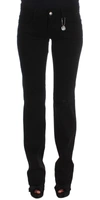 Costume National Chic Black Slim Fit Zippered Cotton Jeans In Black