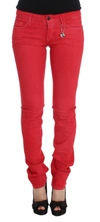 Costume National Cotton Blend Super Slim Fit Women's Jeans In Red