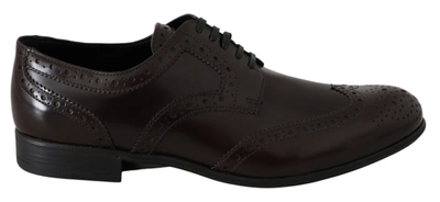 Dolce & Gabbana Brown Leather Broques Oxford Wingtip Shoes