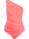 Brigitte One Shoulder Draped Swimsuit In Yellow