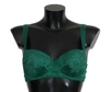 Dolce & Gabbana Green Silk Stretch Floral Lace Bra Underwear In Green