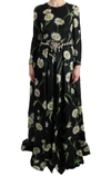 Dolce & Gabbana Multicolor Silk Sunflower Print Long Maxi Dress In Multicolor