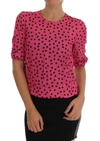 Dolce & Gabbana Pink Polka Dotted Silk Blouse In Pink
