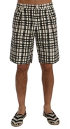 DOLCE & GABBANA DOLCE & GABBANA WHITE BLACK STRIPED CASUAL MEN'S SHORTS