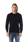 Uominitaliani Emboidered  Crew Neck Sweater In Blue