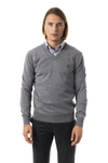 UOMINITALIANI UOMINITALIANI GRAY MERINO WOOL MEN'S SWEATER