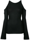 DAVID KOMA ribbed cold shoulder top,DRYCLEANONLY