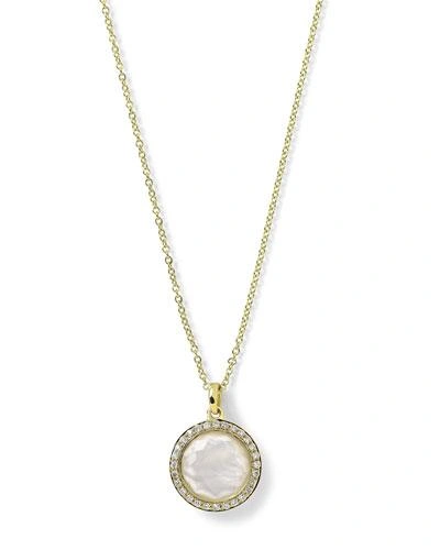 Ippolita 18k Gold Rock Candy Mini Lollipop Diamond Necklace In Mother-of-pearl In Oyster