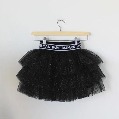 Pre-owned Balmain Kids'  Glitter Tiered Tulle Skirt, Size 6a Girls In Default Title