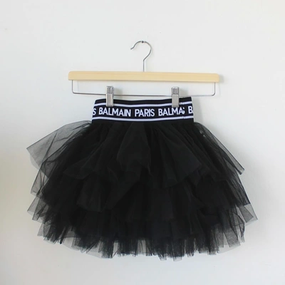 Pre-owned Balmain Kids Tiered Tutu Black Skirt, Size 6a Girls In Default Title