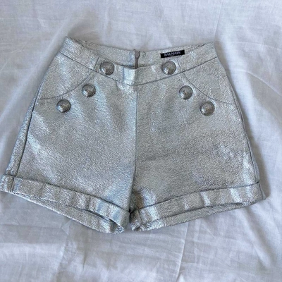 Pre-owned Balmain Silver High Waist Shorts In Used / S / Silver