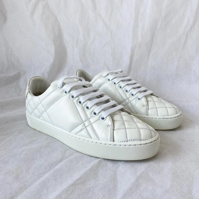 Pre-owned Burberry White Quilted Detail Sneakers, 38 In Used / 38 / White