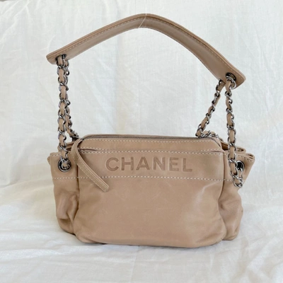Pre-owned Chanel Tan Leather Accordion Zipper Bag In Default Title