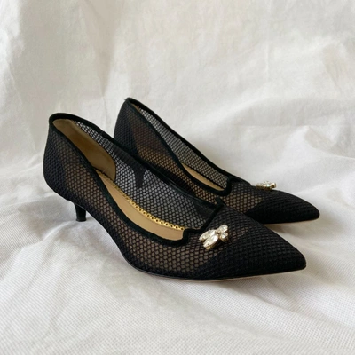Pre-owned Charlotte Olympia Black Knitted Mesh Mid Heel Pumps, 37 In Default Title