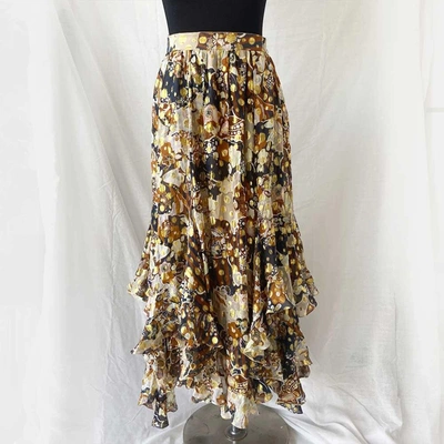 Pre-owned Chloé Chloe Printed Ruffle Midi Skirt In Used / Fr34 / Multicolor