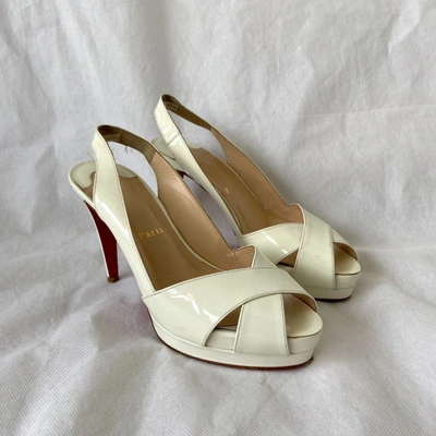 Pre-owned Christian Louboutin Criss-cross White Leather Sandals, 38 In Default Title