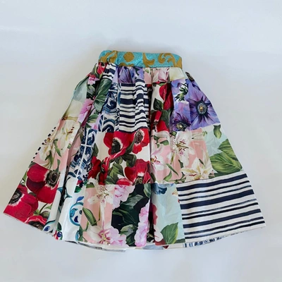 Pre-owned Dolce & Gabbana Multicolor Printed Patch Work Flared Skirt For Girls In Default Title