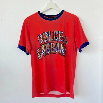 Pre-owned Dolce & Gabbana Red Men's Printed T Shirt In Default Title