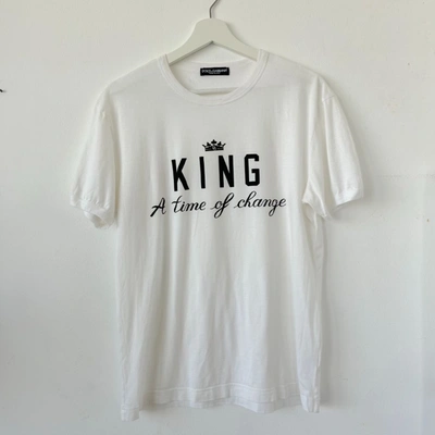 Pre-owned Dolce & Gabbana White T Shirt With Black Print In Default Title