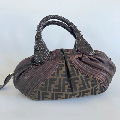 Pre-owned Fendi Brown Leather And Canvas Shoulder Bag In Default Title