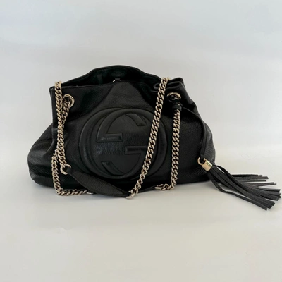 Pre-owned Gucci Black Pebbled Leather Medium Soho Chain Shoulder Bag In Default Title