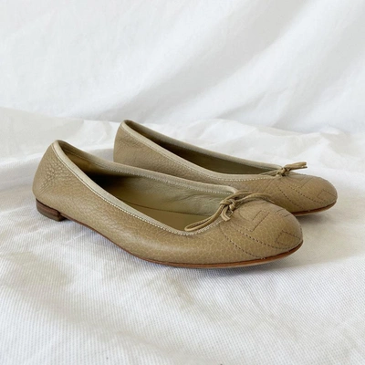 Pre-owned Gucci Nude Soho Cream/nude Leather Ballerina Flats, 36.5 In Used / 36.5 / Nude