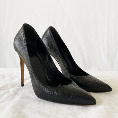 Pre-owned Gucci Python Black Pointed Toe Pumps In Used / 38 / Black