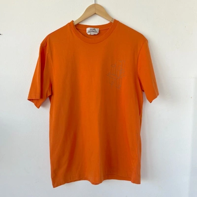 Pre-owned Hermes Hermès Orange Cotton Mens T Shirt In Default Title