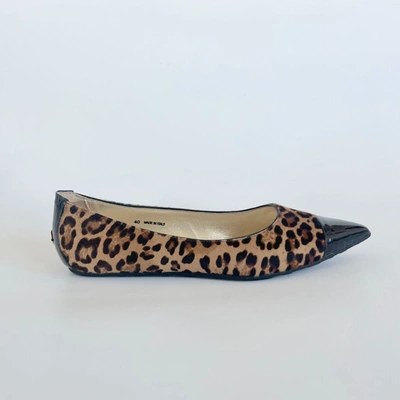 Pre-owned Jimmy Choo Pony Hair Leopard Print Pointed Toe Flats, 40 In Default Title