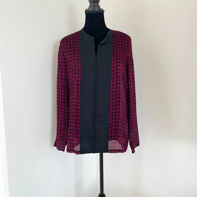 Pre-owned Lanvin Red And Black Houndstooth Print Blouse In Default Title