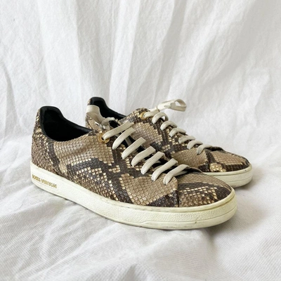 Pre-owned Louis Vuitton Python Leather Low Top Sneakers, 36.5 In Used / 36.5 / Brown