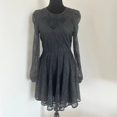 Pre-owned Maje Black Lace Long Sleeve Midi Dress With Black Slip In Default Title