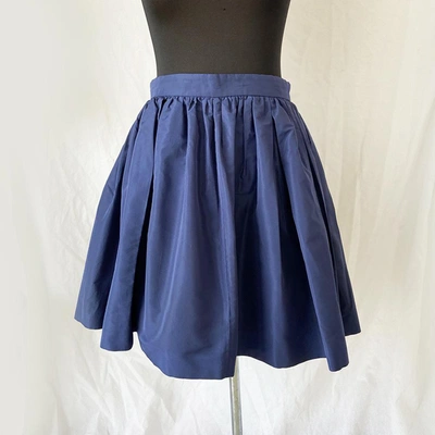 Pre-owned Miu Miu Navy Blue Pleated Mini Skirt In Used / 42 / Blue