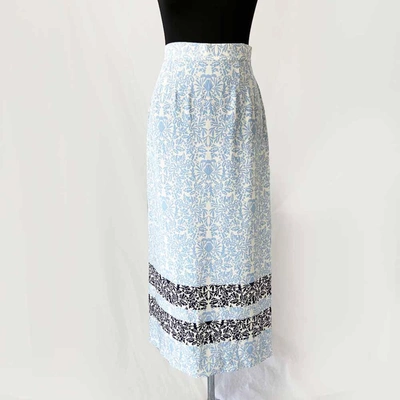 Pre-owned Mother Of Pearl White And Blue Printed Midi Skirt In Used / S / White And Blue