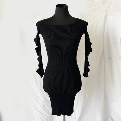 Pre-owned Pinko Black Dress With Cut Out Sleeve Detail In Used / Xs / Black