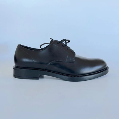 Pre-owned Prada Black Leather Lace Up Derby Oxfords, Uk10.5 In Default Title