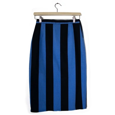 Pre-owned Prada Blue And Black Denim Midi Skirt In Default Title