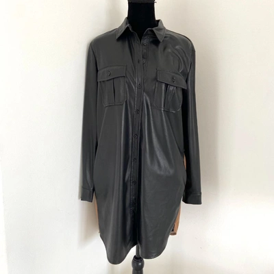 Pre-owned Space Simona Corsellini Leather Two Tone Black And Brown Shirt Dress In Default Title