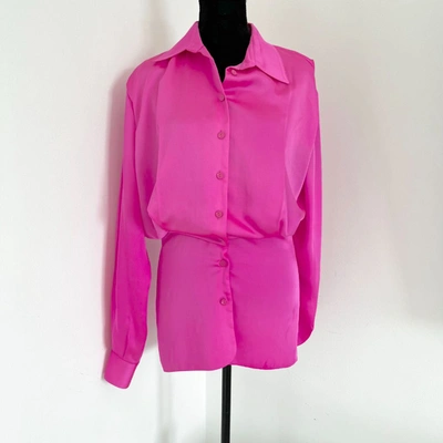 Pre-owned Attico The  Pink Button Down Silky Shirt Dress In Default Title