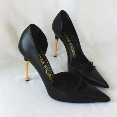 Pre-owned Tom Ford Black Leather Half D'orsay Pumps, 38.5 In Default Title