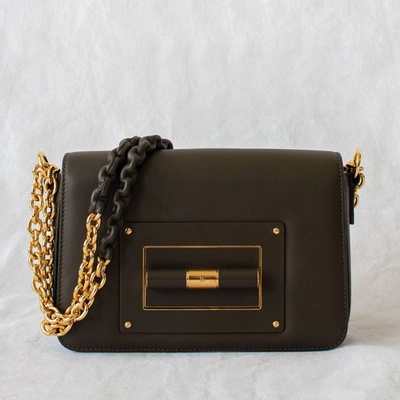 Pre-owned Tom Ford Dark Green Leather Small Chain Natalia Shoulder Bag In Default Title
