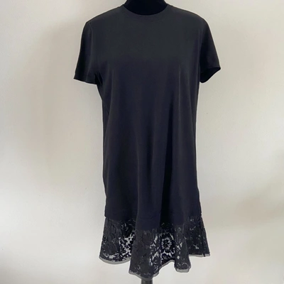 Pre-owned Valentino Black Short Sleeve Lace Hem Dress In Default Title