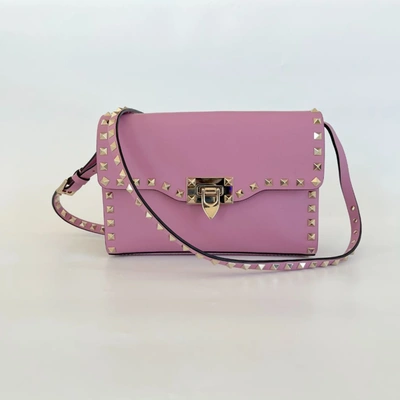 Pre-owned Valentino Garavani Valentino Pink Leather Flap Bag With Rock Studs In Default Title