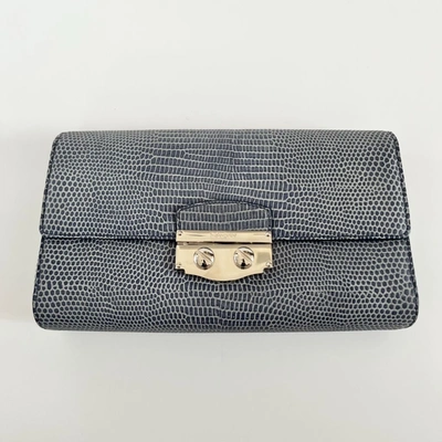 Pre-owned Saint Laurent Yves  Lizard Embossed Blue Large Clutch In Default Title