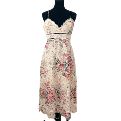 Pre-owned Zimmermann Floral Printed Strappy Eyelit Midi Dress In Default Title