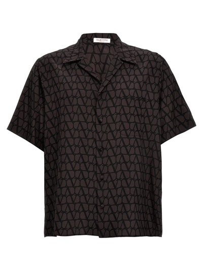 Valentino Toile Iconographe Short-sleeve Shirt In Brown